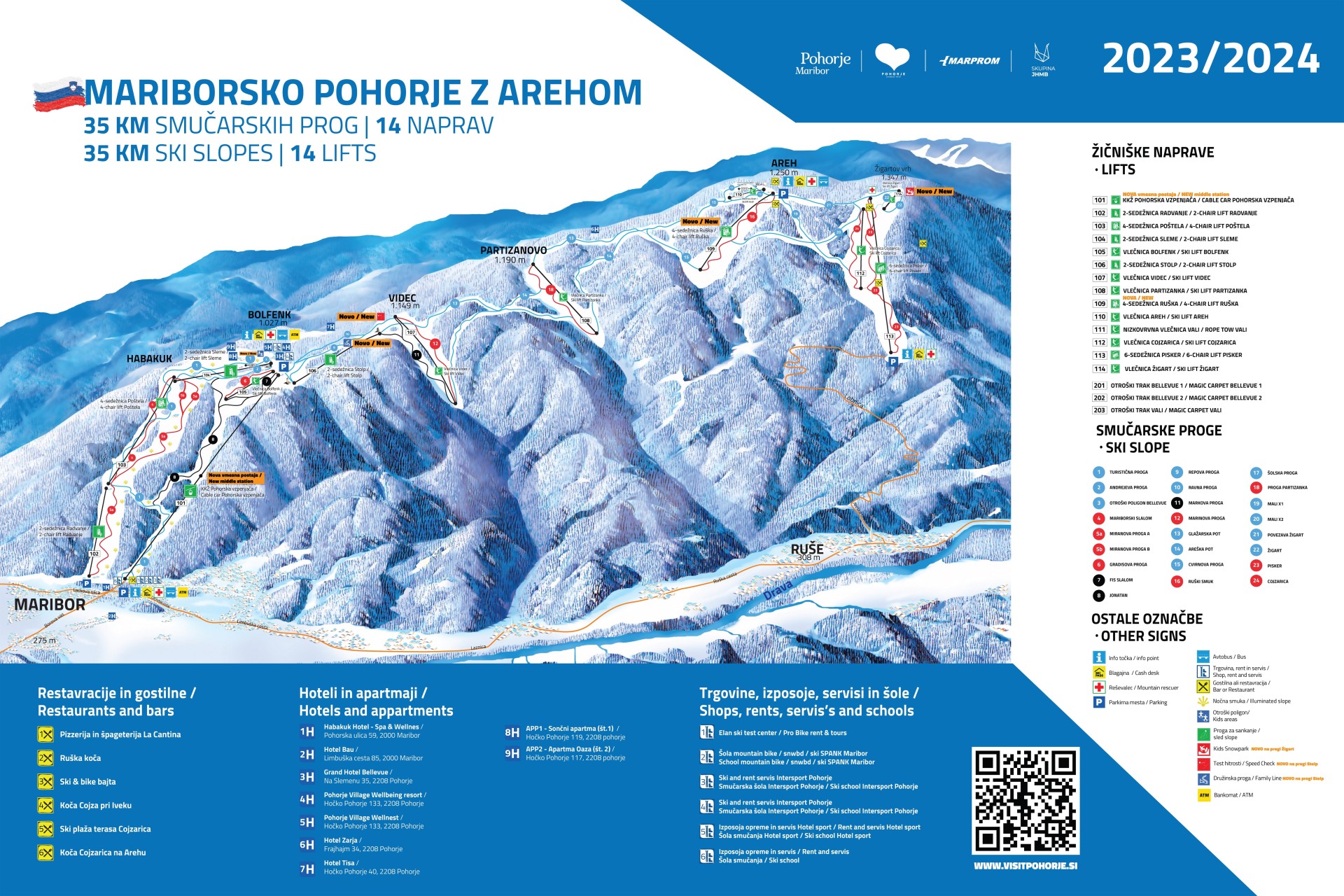 Ski mapa Mariborsko Pohorje s Arehom